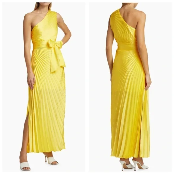 Milly Estelle Pleated Satin One-Shoulder Dress Size 6 - Picture 1 of 12